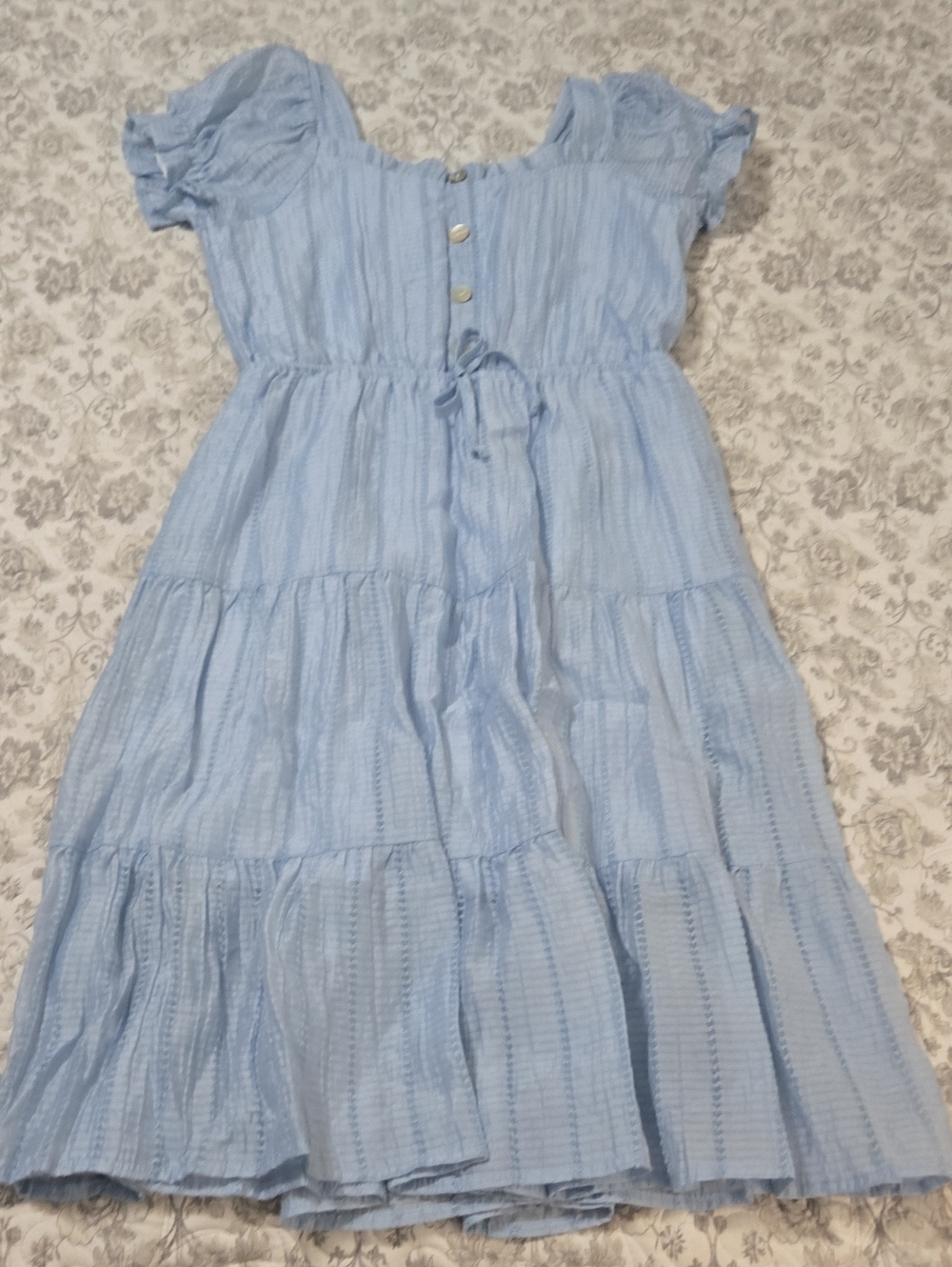 Love Squared Light Blue Tiered Ruffle Dress